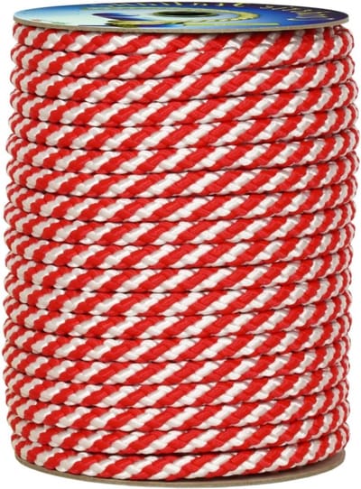 Gevlochten Touw - Afzet Touw Baken Touw - Gebieden Afbakenen - UV-gestabiliseerd Polypropyleen - 100 Meter 10mm - Wit Rood
