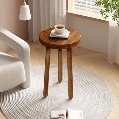 11.8" Ronde 18" Tall Teak Kruk | Houten Plant Stand | Teak Houten Accent Kruk | Accent Tafel |Bijzettafel