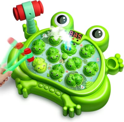 HopeRock Speelgoed voor kinderen van 2-4 jaar, speelgoed voor kinderen van 2-4 jaar, Whack A Frog Set, met 5 modi, 45 niveaus, 9 muzikale en verlichte sprays, babyspeelgoed, geschenken voor