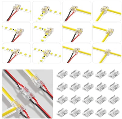 20 stuks 2-polige 8mm LED connectors – Solderloze hoekverbinding voor LED strips, 8 soorten aansluitingen (L/T-vorm) – Ideaal voor SMD/COB verlichting