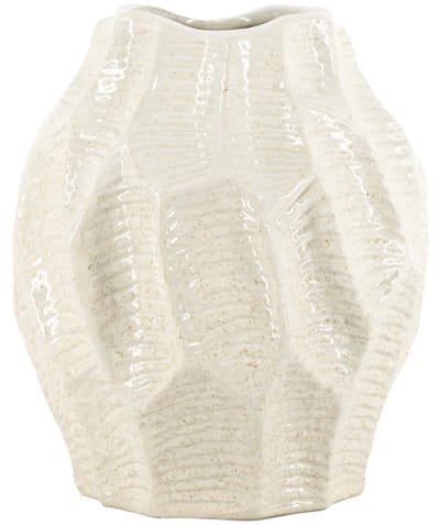 Aardewerk vaas leaves beige