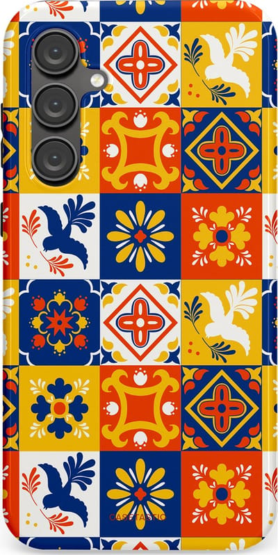 Casetastic Hoesje Geschikt voor Samsung S23 FE - Stijlvolle Beschermende Duo-layer Case - Mediterraanse Tegels