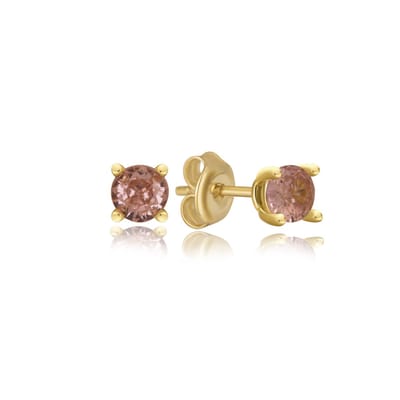 Geboortesteen Oktober Rozenkwarts Oorknop Goldplated (925 Sterling) Trendy Minimalistisch Goldplated Oorknop Meisje | Cadeau Voor Vrouw