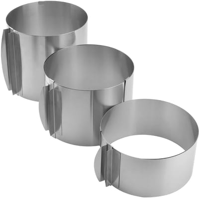 Dailygoody - Taartringen Set van 3 - Verstelbare Bakring - Roestvrij Staal - Taart Maken - Nauwkeurige Metingen - Geschikt voor Taartdecoratie