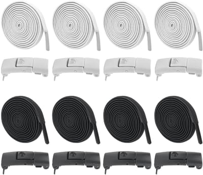 Dailygoods- Magnetische Sluiting - Veters Elastische - Veters 100 cm - Veters Wit/Zwart - Veters voor Sportschoenen - Geschikt voor Kinderen