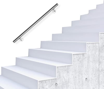 Roestvrijstalen Trapleuning 100 cm - Muur- en Wandleuning voor Binnen en Buiten - Inclusief Wandhouders en Montagemateriaal
