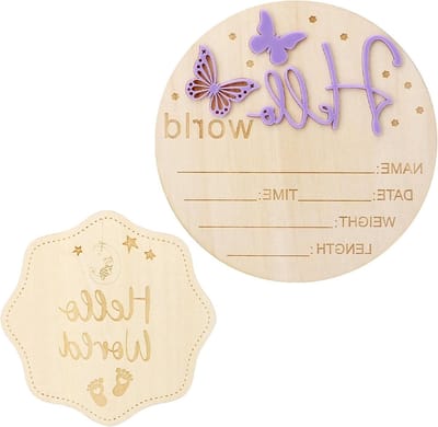 Milestone Cards voor Baby's van Hout - 2 Stuks, 14.8cm en 10cm, Welkom Bord voor Babyshower, Foto Props en Naamplaat voor Jongens en Meisjes