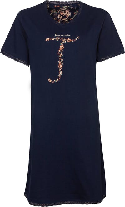 Tenderness Dames Nachthemd - Time to relax Tekst - Donker Blauw - Maat S