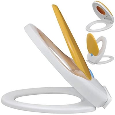 Toiletzitting - Kinderzitting - Comfortabel Zitten - Soft-close functie - 48.5 x 36.5 cm - Wit Geel