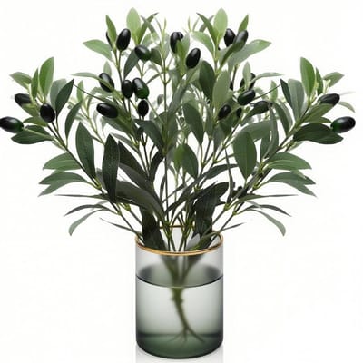 Kunstolijftakken, 30 cm, natuurgetrouw, 10 stuks kunstplant met 2 schuimvruchten per tak, decoratieve takken buigbaar voor vaas, bruiloft, woonkamer, patroonwoning