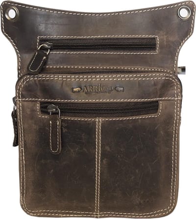 Heuptasje Donkerbruin Leer Voor Op De Motor Met Extra Een Beenband - Beentas Leer - Side Bag Leer