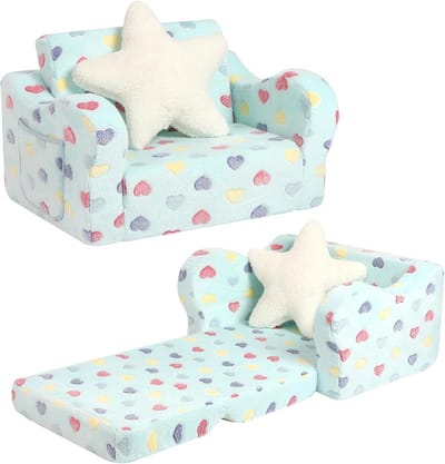 2-in-1 Peuterbank en Ligstoel voor Kinderen - Zachte, Opvouwbare Kinderfauteuil