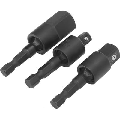 3 Stuks Boormachine Dop Set Metaal Zeskant Schacht Slagschroevendraaier Adapter 360 Graden Draaibaar Zwart