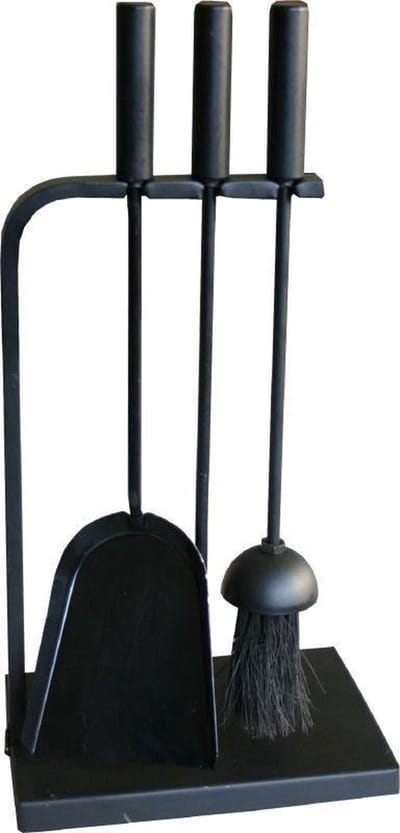 Haardset 3-delig zwart – compact haardstel voor open haard en houtkachel