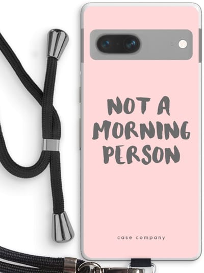Case Company® - Hoesje met koord geschikt voor Google Pixel 7 hoesje met Koord - Morning person - Telefoonhoesje met Zwart Koord - Bescherming aan alle Kanten en Over de Schermrand