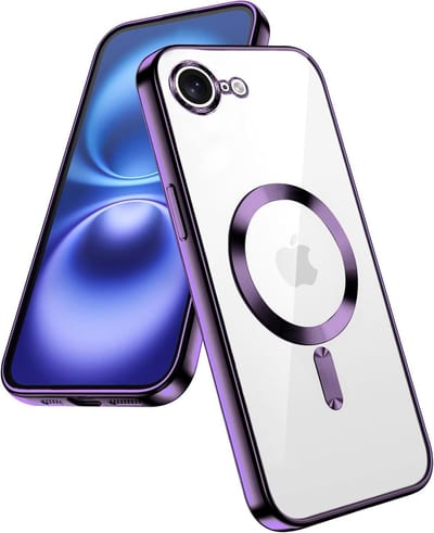 Telefoonhoesje Geschikt voor iPhone 16e / 17e– Siliconen Hoes met Chroom – Compatibel met MagSafe – Geïntegreerde Camerabescherming – Paars – FuturiQ