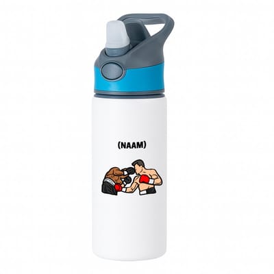 Hacebo® - Boksen met eigen naam waterfles met rietje blauw - Sport - Bokser - Vechtsport - water fles - 650ML