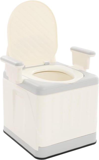 Draagbaar Toilet - Nachtcommode Stoel - Thuiszorg Mobiliteit - 150 kg Belastbaar - 41x39.5x56 cm - Grijs