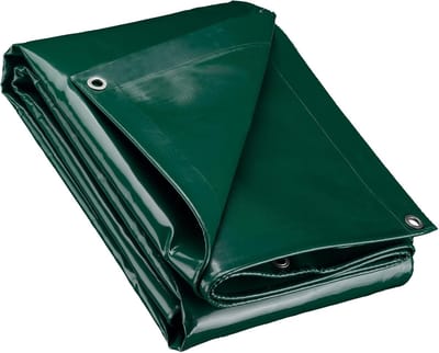 Afdekzeil Robuust - Beschermzeil Waterdicht - Tuinmeubelen Beschermen - Versterkte Ogen PVC-coating - 3 x 6 Meter - Donkergroen