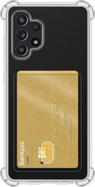 Hoes - Geschikt voor Samsung Galaxy A32 5G - Met Pashouder en Kaarthouder - Telefoon Hoesje Shockproof - Siliconen Case - Back Cover - Shock Proof - Pasjes Houder - Transparant