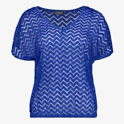 TwoDay dames T-shirt met golvend patroon blauw - Maat S
