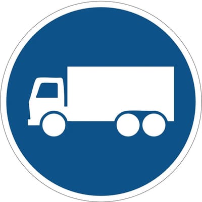 Rijstrook vrachtwagens bord - F21 | gecoat dibond materiaal | 10 cm