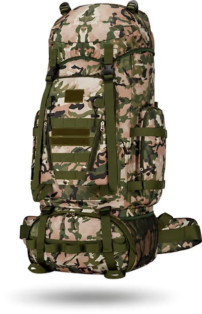 CarryQuest® Titan 90L Backpack - Waterdichte Tactical Rugzak met MOLLE-Systeem, Regenhoes & Rugventilatie - Camouflage