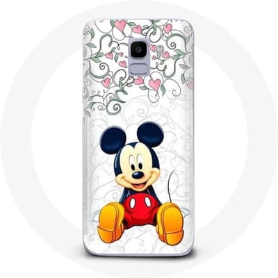 Hoesje voor Samsung Galaxy J6 2018 Mickey Mouse Bloemen Harten schoon