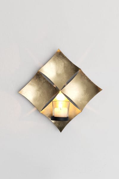 Windwandlicht Muurdecoratie windlicht gold quatro - metaal en glas - 9x27x27 cm -