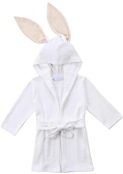 - Baby badjas - Badjas voor je kindje - Konijn - Met kam en borsteltje - Universeel - Schattig badjasje - Badcape - Wit