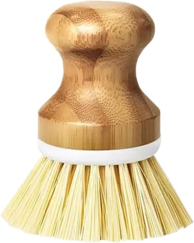 Keuken Schoonmaakborstel - Afwasborstel Schrobber - Vaat Reinigen - Zonder Krassen - 8x5x3.5 cm - Beige