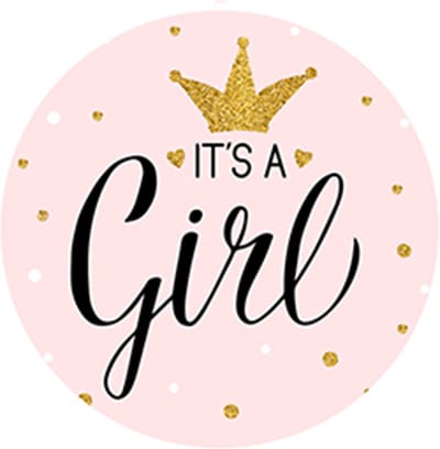 DW4Trading Geboorte Sticker It's A Girl Kroontje Roze-goud - Envelop - Sluitsticker -  Babyshower - 24 Stuks – Ø 4,5 cm