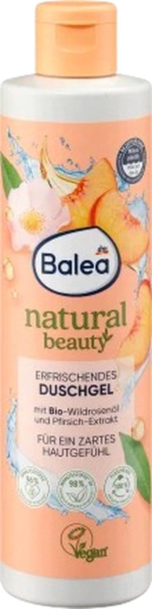 Balea douchegel Natural Beauty Doucheperzikextract en biologische rozenolie - Roze - 250 ml