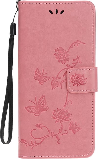Coverup Bloemen & Vlinders Book Case - Geschikt voor iPhone 12 Mini Hoesje - Pink