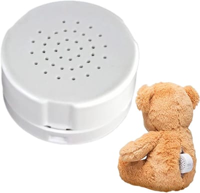 Geluidsmodule Knuffeldier - Spraakopnameapparaat Bericht Recorder - Gepersonaliseerde Cadeaus Maken - Herbruikbare Opnamefunctie - 4.4 cm Diameter - Wit