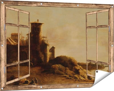 Gards Tuinposter Doorkijk Landschap - Claude de Jongh - 120x80 cm - Tuindoek - Tuindecoratie - Wanddecoratie buiten - Tuinschilderij