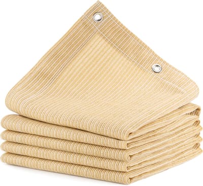 Schaduwdoek -Schaduwdoek rechthoekig - 90% Schaduwdoek voor buiten - Zonwering voor pergola's - terrassen en patio's - UV-beschermd - hittebestendig - met versterkte ringen - 6 ft x 6 ft - Beige