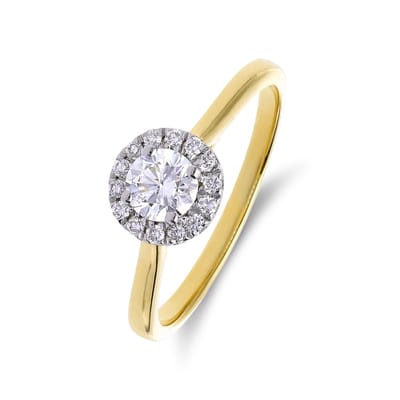 Lucardi Dames 14 karaat geelgouden ring met lab grown diamant 0,5ct voor dames - Ring - 14 Karaat Goud - Goud - 15.50 / 49 mm
