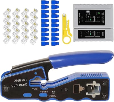 Krimptang Set - Kabelklem Gereedschap - Bedrading Aansluiten - Geïntegreerde Ponsfunctie - 13.5 cm Lengte - Blauw