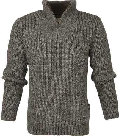 Barbour NewTyne Zip Trui Wol Donkergroen - Maat L - Heren - Schipperstrui