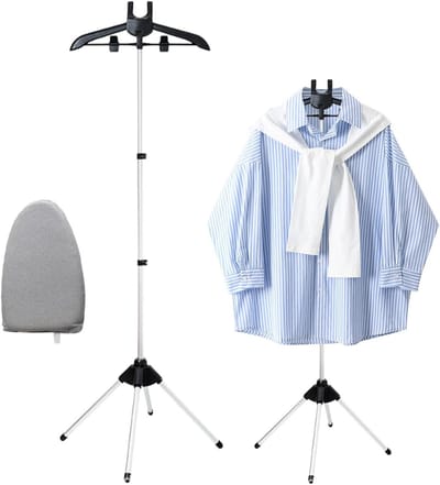 Stoomstrijkijzerstation - Kledingstomer standaard - Kleding verzorgen - In hoogte verstelbaar - 160x43 cm - Zwart