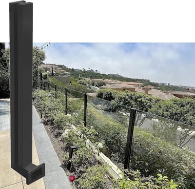 Glazen Leuninghouder - Terras Balustrade - Buitenruimte Verfraaien - Roestvrij Staal 304 - 60-150cm Verstelbaar - Zwart