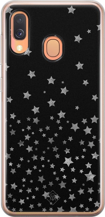 Casimoda® hoesje - Geschikt voor Samsung A40 - Falling Stars - Backcover - Siliconen/TPU - Zwart