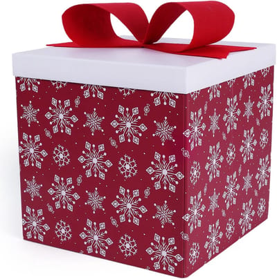 Grote Geschenkdozen - Decoratieve Dozen - Feestelijke Cadeaus - Opvouwbaar Ontwerp - 25x25x25 cm - Rood Sneeuwvlok