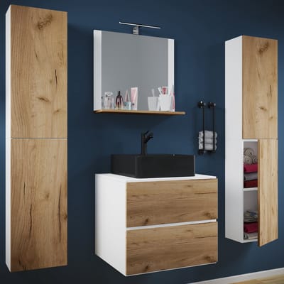 5-delig wastafelmeubel Badmeubelset Wastafel Lendas BL breedte 60 cm XL lade