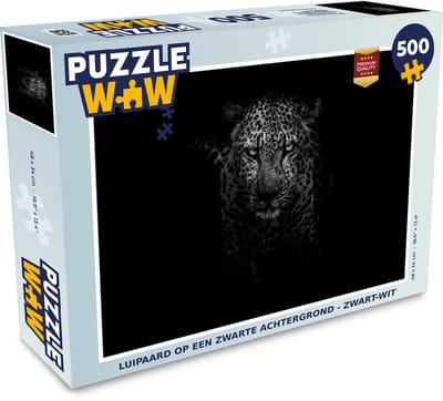 Puzzel Luipaard - Zwart - Wit - Legpuzzel - Puzzel 500 stukjes