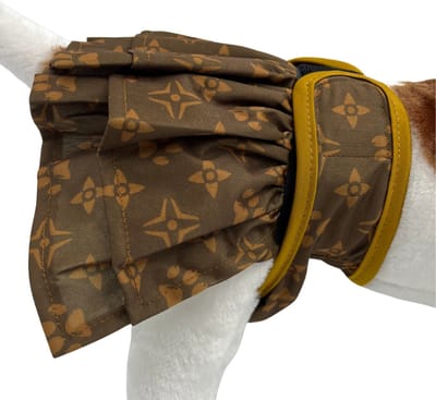Loopsheidrokje hond Monogram bruin Maat M - Loopsheidbroekje - Hondenluier - Voor kleine honden - Taille 28-33 cm