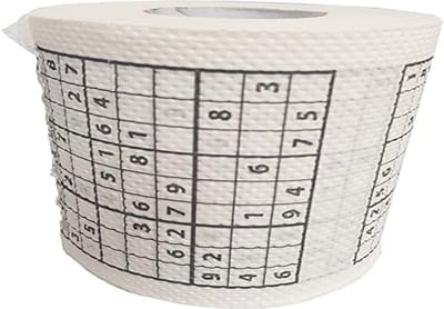 Toiletrol Spel - Sudoku Papier - Geest Trainen - Urenlang Plezier - 97 x 10 cm - Wit