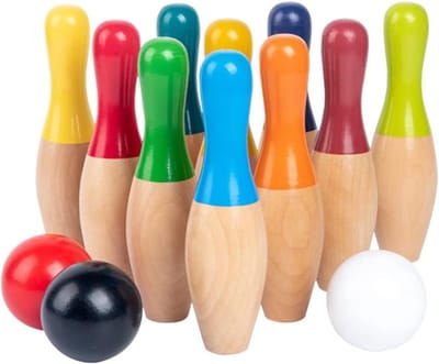 Houten Bowlingset Kinderen - Tuinbowlen Buitenspel - Buiten Spelen - Inclusief Netje - 10 Pinnen 3 Ballen - Niet gespecificeerd