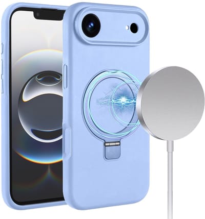 Geschikt voor iPhone Air hoesje – Solidenz Blauw MagSafe Kickstand Case – Schokbestendige Backcover